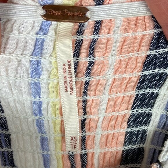 Free People Lilah Midi Dress Size XS Striped Rayon Bohemian Button Convertible - Picture 6 of 13